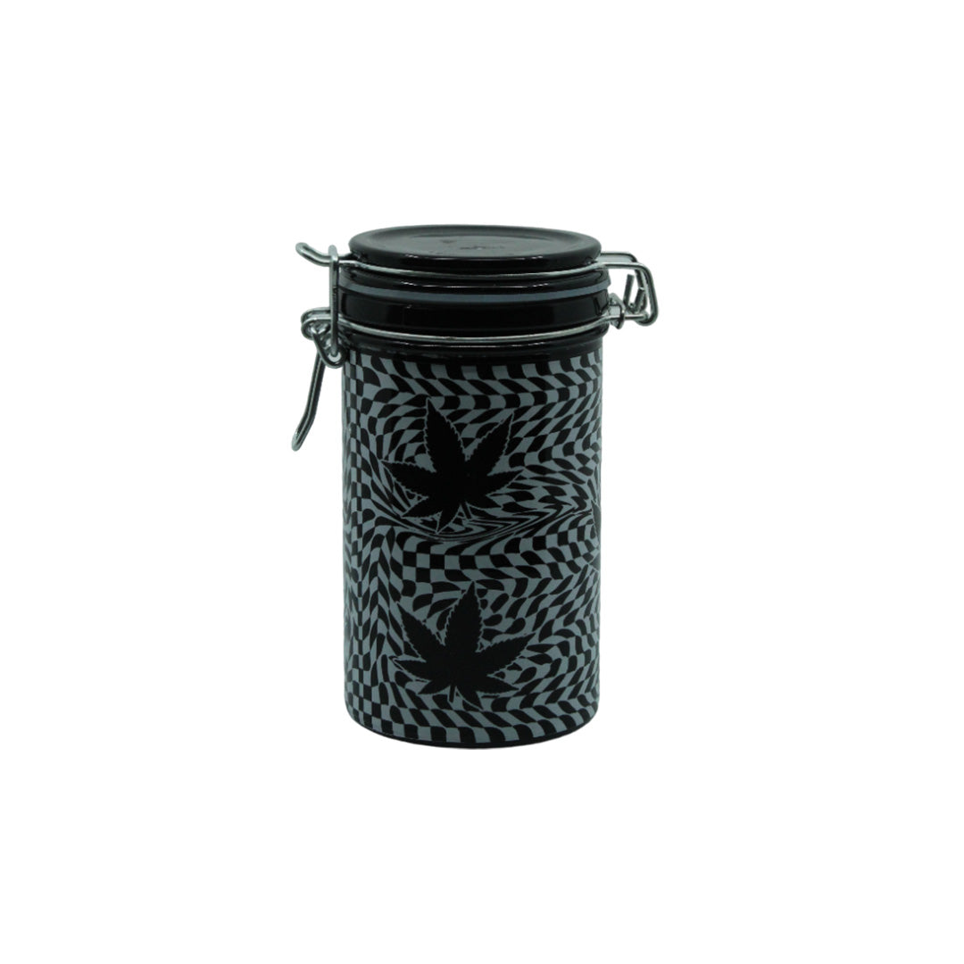 Black and White Jar with Plant Print