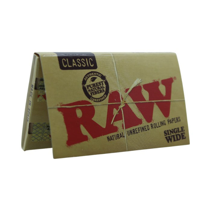 CLASSIC RAW NATURAL UNREFINED ROLLING PAPERS SINGLE WIDE
