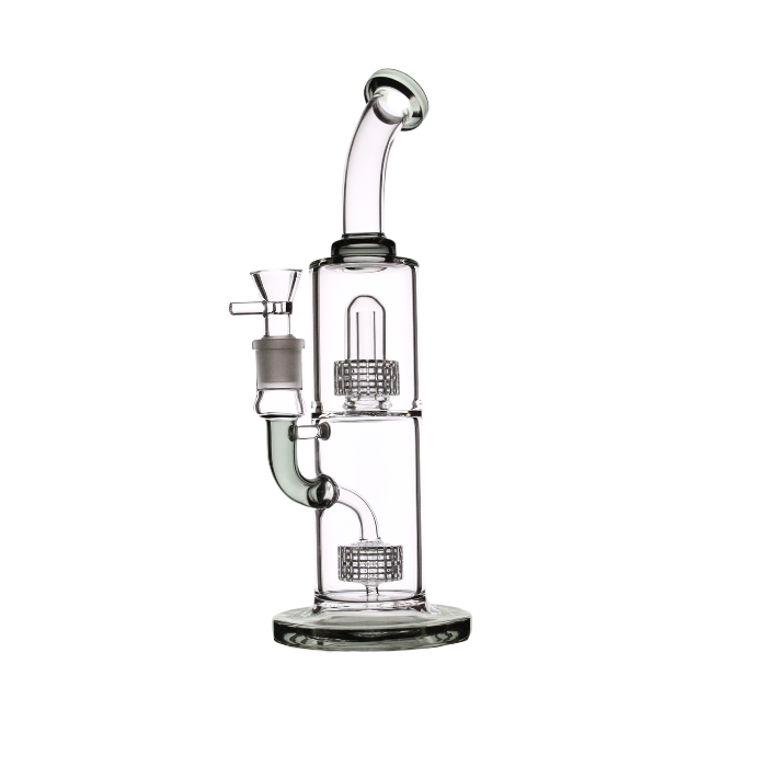 Double matrix percolator bendneck straight waterpipe
