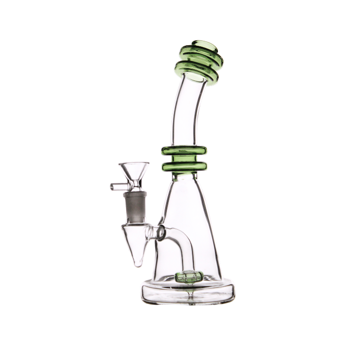 Double rim bendneck showerhead bong
