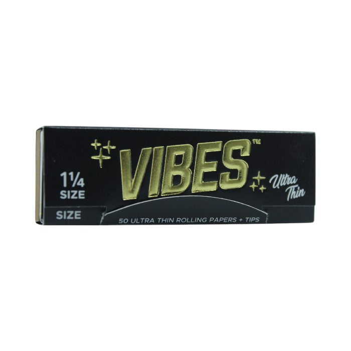 VIBES ULTRA THIN 50 ULTRA THIN ROLLING PAPERS 1 1/4 SIZE BLACK