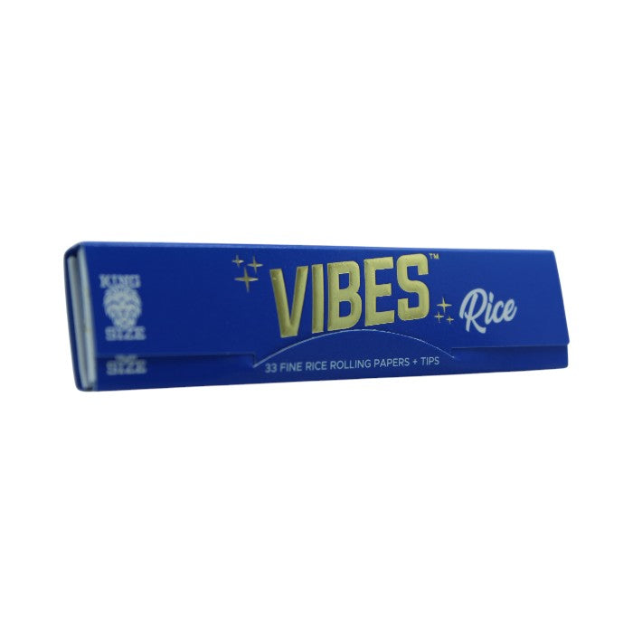 VIBES RICE KING SIZE 33 FINE RICE ROLLING PAPERS + TIPS BLUE
