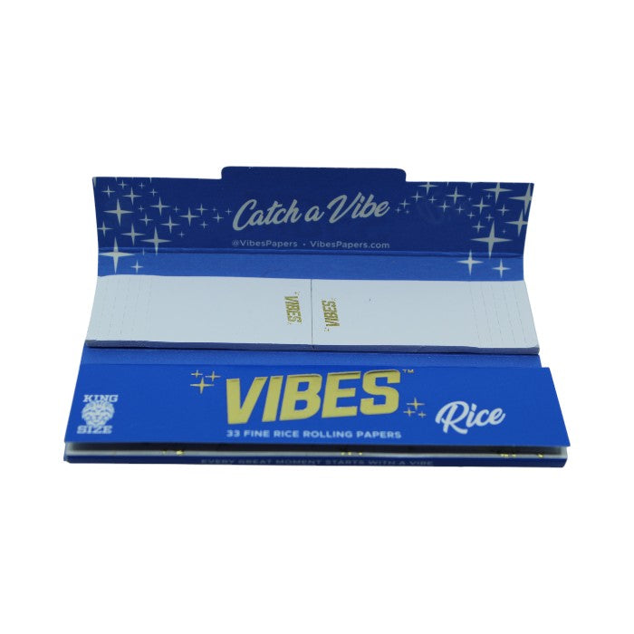VIBES RICE KING SIZE 33 FINE RICE ROLLING PAPERS + TIPS BLUE