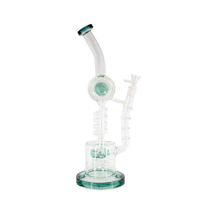 Spiral Middle with 5 coil Perc Bendneck Recycler Bong