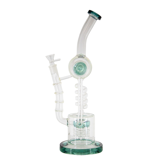 Spiral Middle with 5 coil Perc Bendneck Recycler Bong