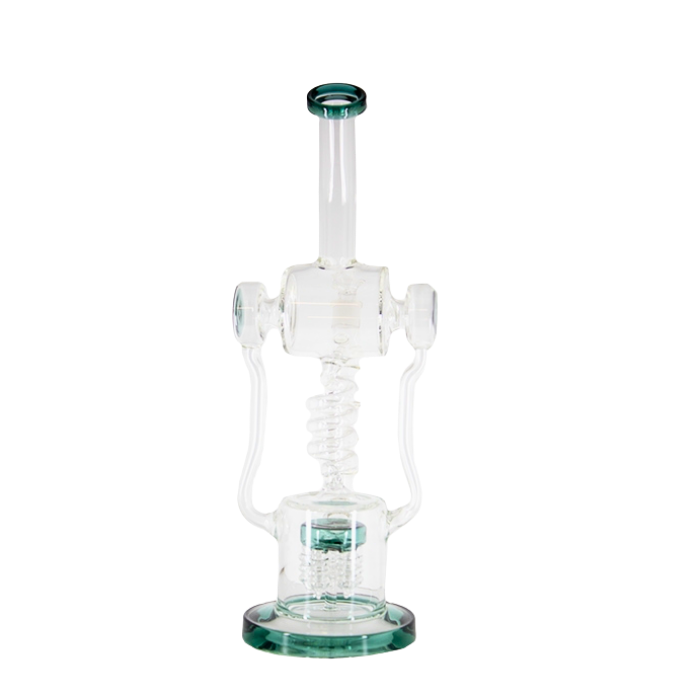 Spiral Middle with 5 coil Perc Bendneck Recycler Bong