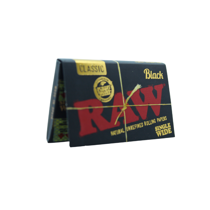 CLASSIC BLACK RAW NATURAL UNREFINED PAPERS SINGLE WIDE