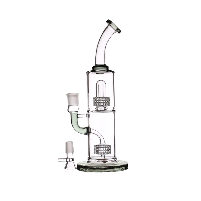 Double matrix percolator bendneck straight waterpipe