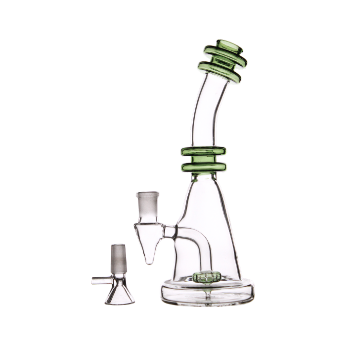 Double rim bendneck showerhead bong