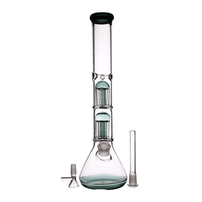 Double tree perc  color base Beaker bong