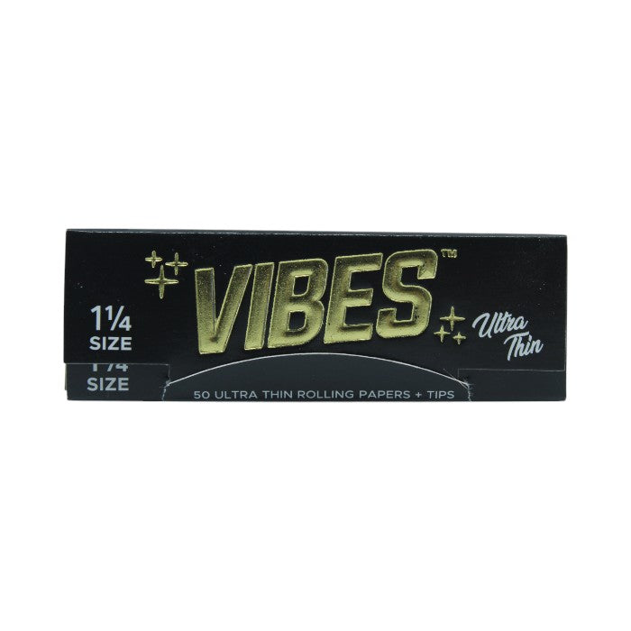 VIBES ULTRA THIN 50 ULTRA THIN ROLLING PAPERS 1 1/4 SIZE BLACK