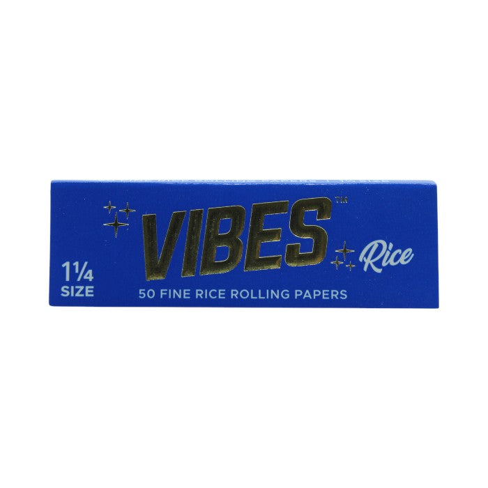 VIBES RICE 50 FINE RICE ROLLING PAPERS 1 1/4 SIZE BLUE