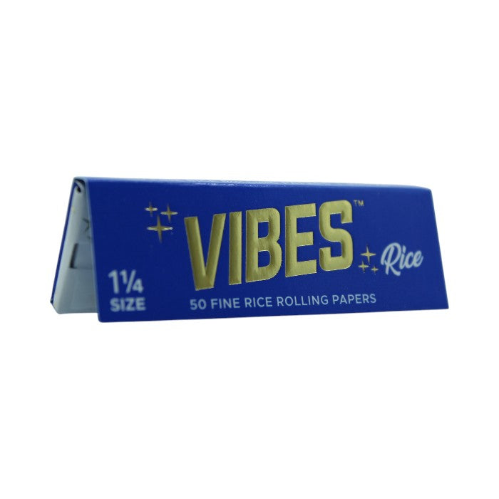 VIBES RICE 50 FINE RICE ROLLING PAPERS 1 1/4 SIZE BLUE
