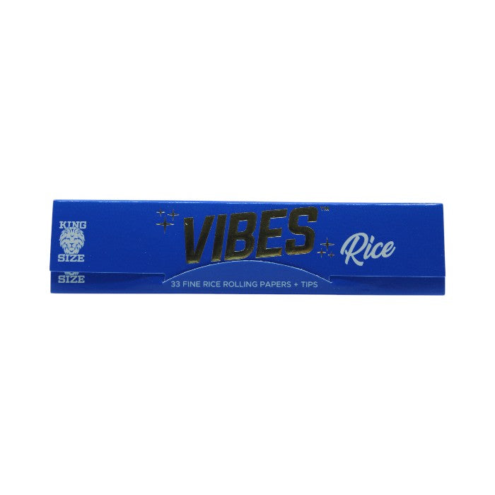 VIBES RICE KING SIZE 33 FINE RICE ROLLING PAPERS + TIPS BLUE