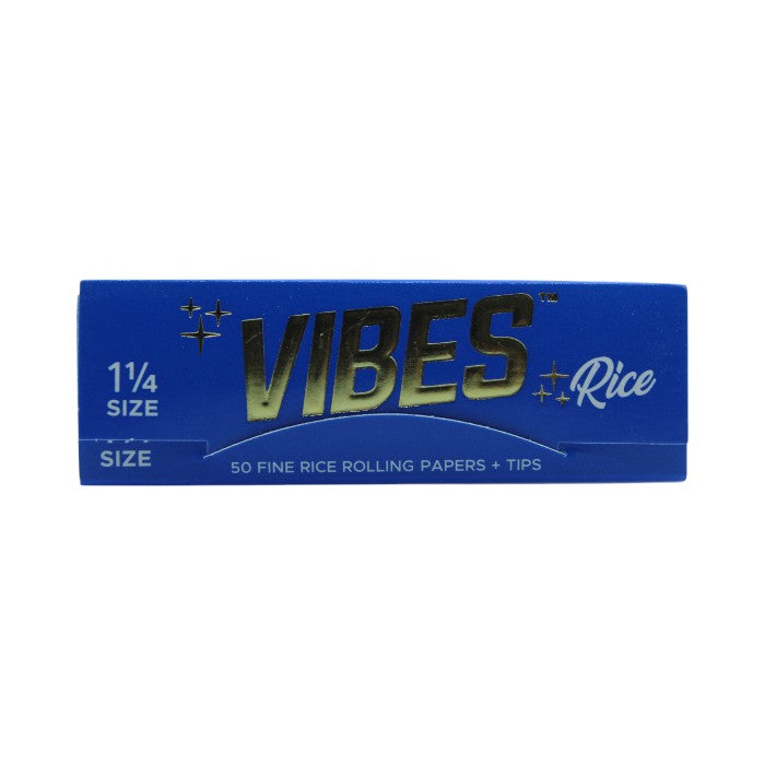 VIBES RICE 50 FINE RICE ROLLING PAPERS + TIPS 1 1/4 SIZE