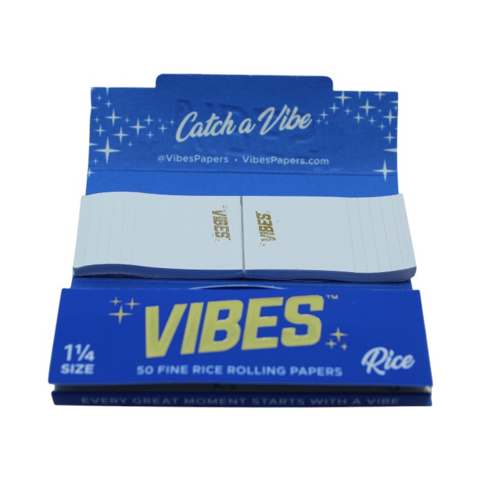 VIBES RICE 50 FINE RICE ROLLING PAPERS + TIPS 1 1/4 SIZE