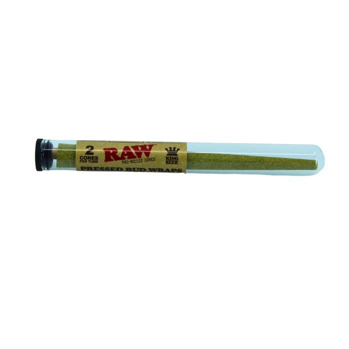 RAW PRE-ROLLED CONES PRESSED BUD WRAPS KING SIZE 2 CONES PER TUBE