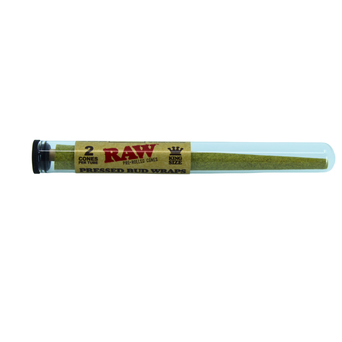RAW PRE-ROLLED CONES PRESSED BUD WRAPS KING SIZE 2 CONES PER TUBE